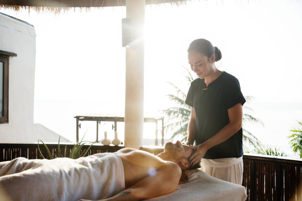 man getting a brazilian wax treatment