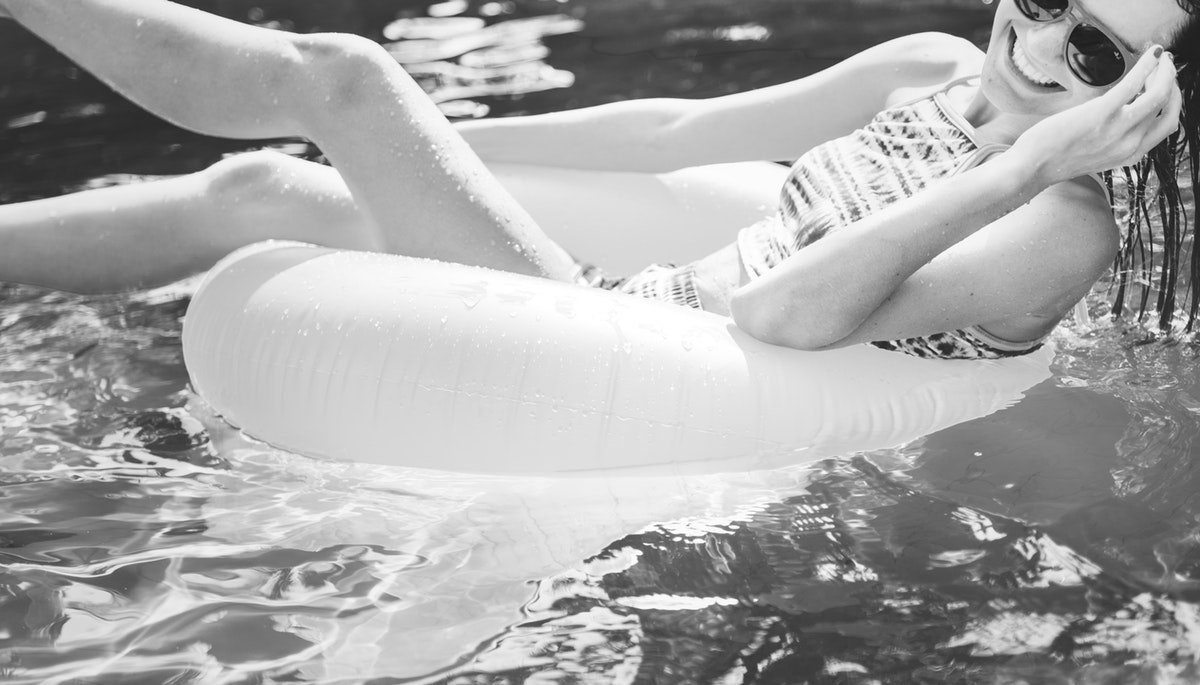 Girl in a bikini in a pool